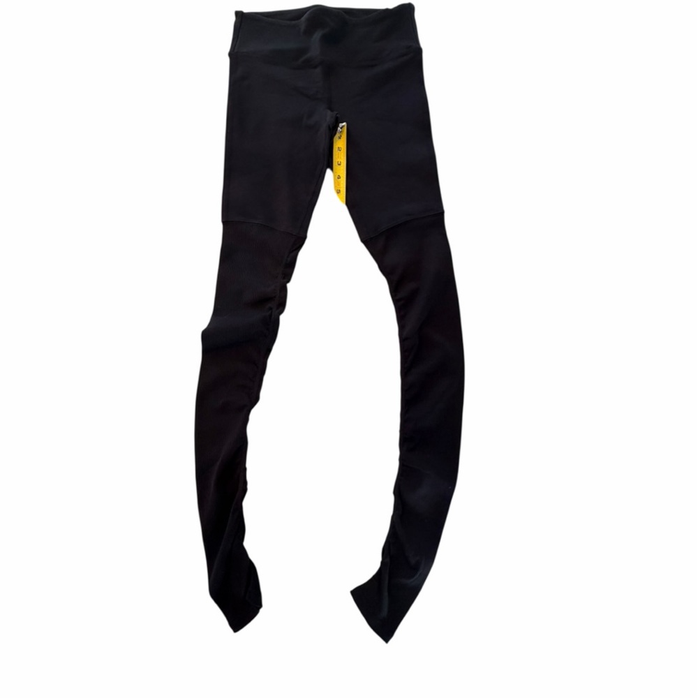 Alo Yoga Black High Waisted Leggings Ribbed Panel Athletic Pants Small